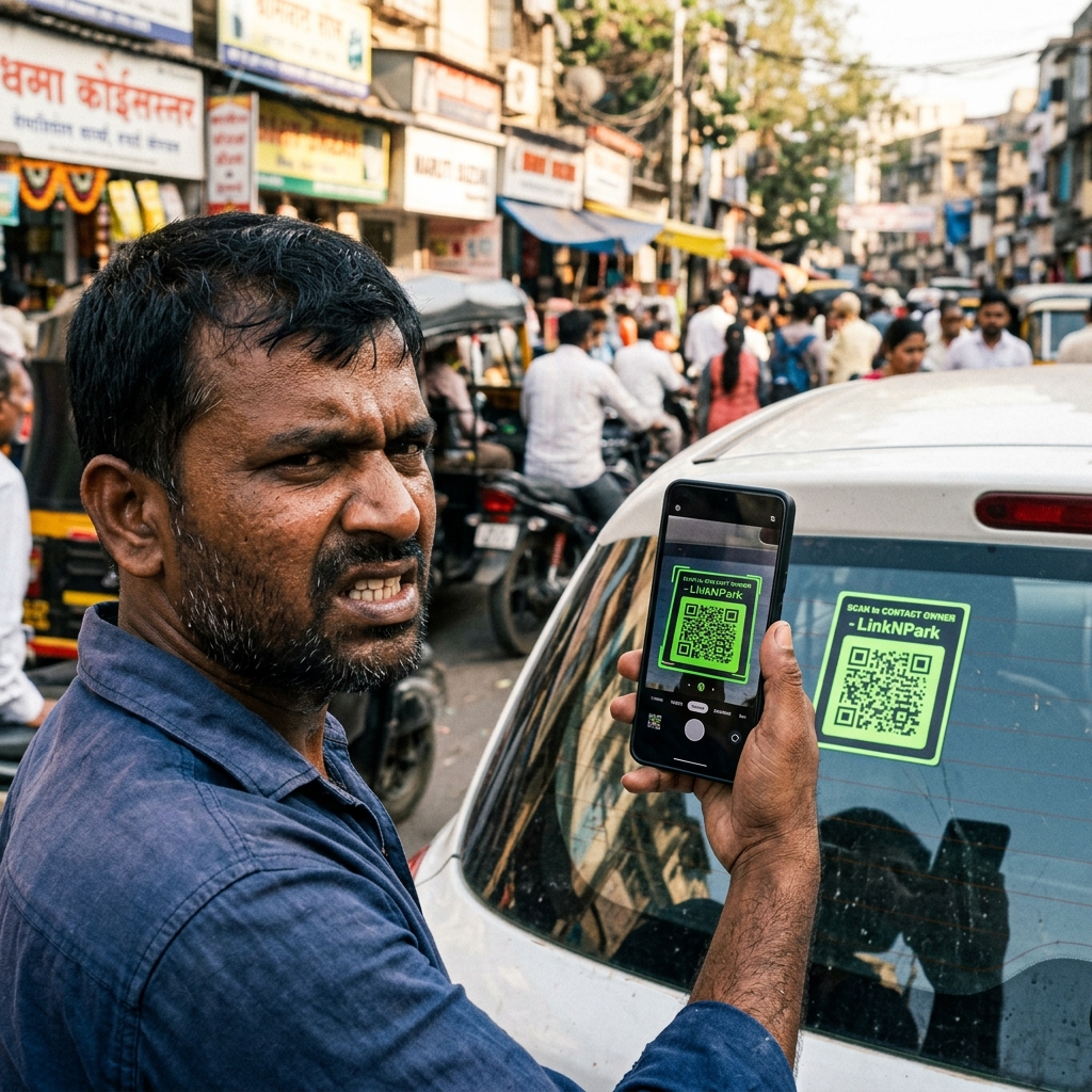 Driver scanning LinkNPark sticker