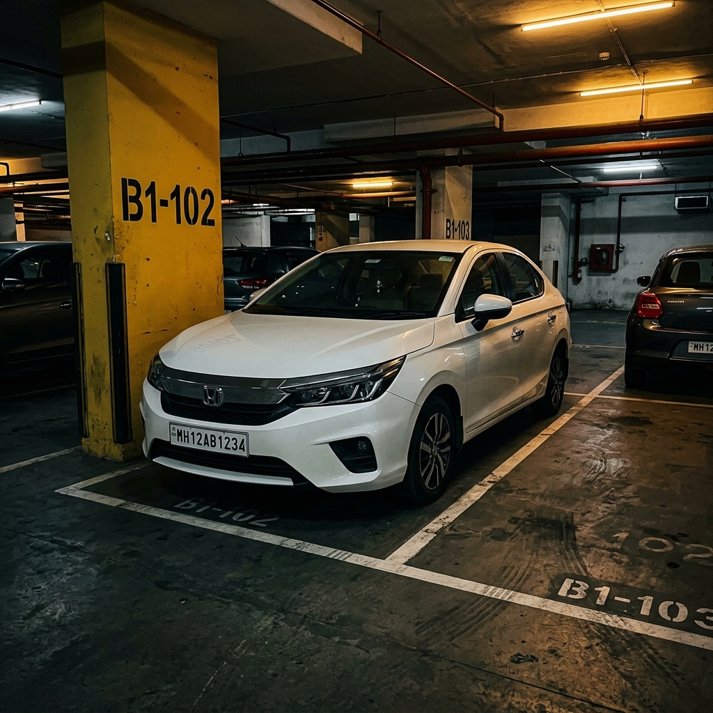 Wrongly parked car in parking bay