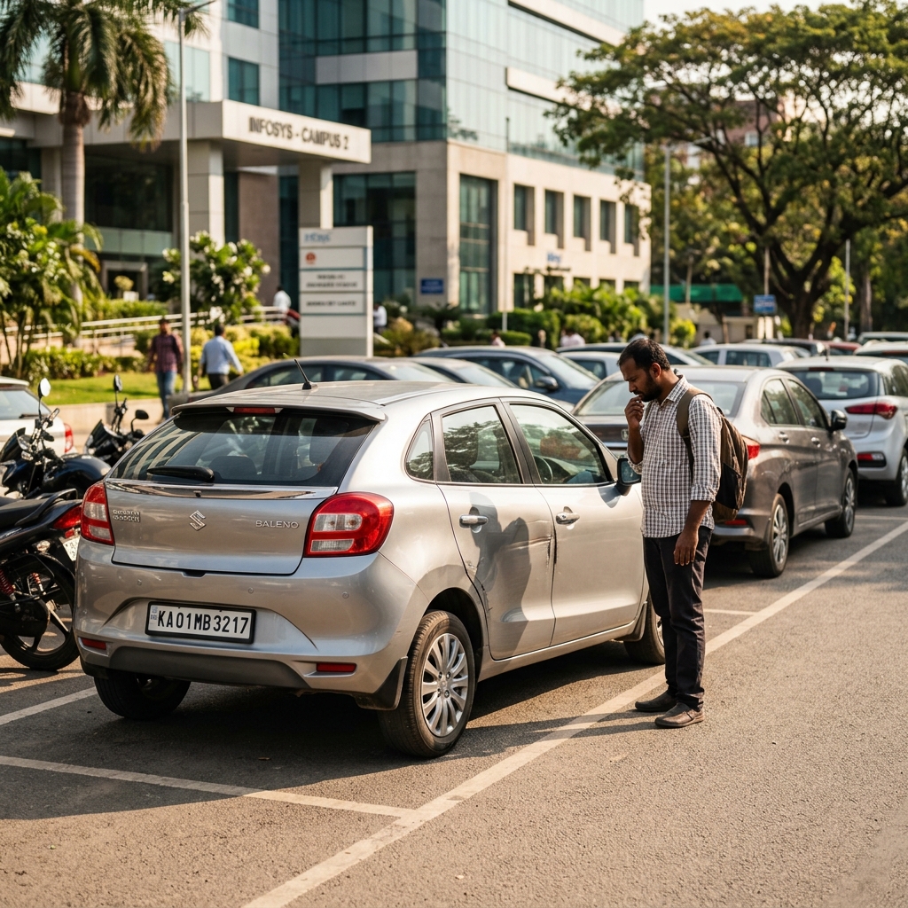 Bystander notices a scratch on a parked car